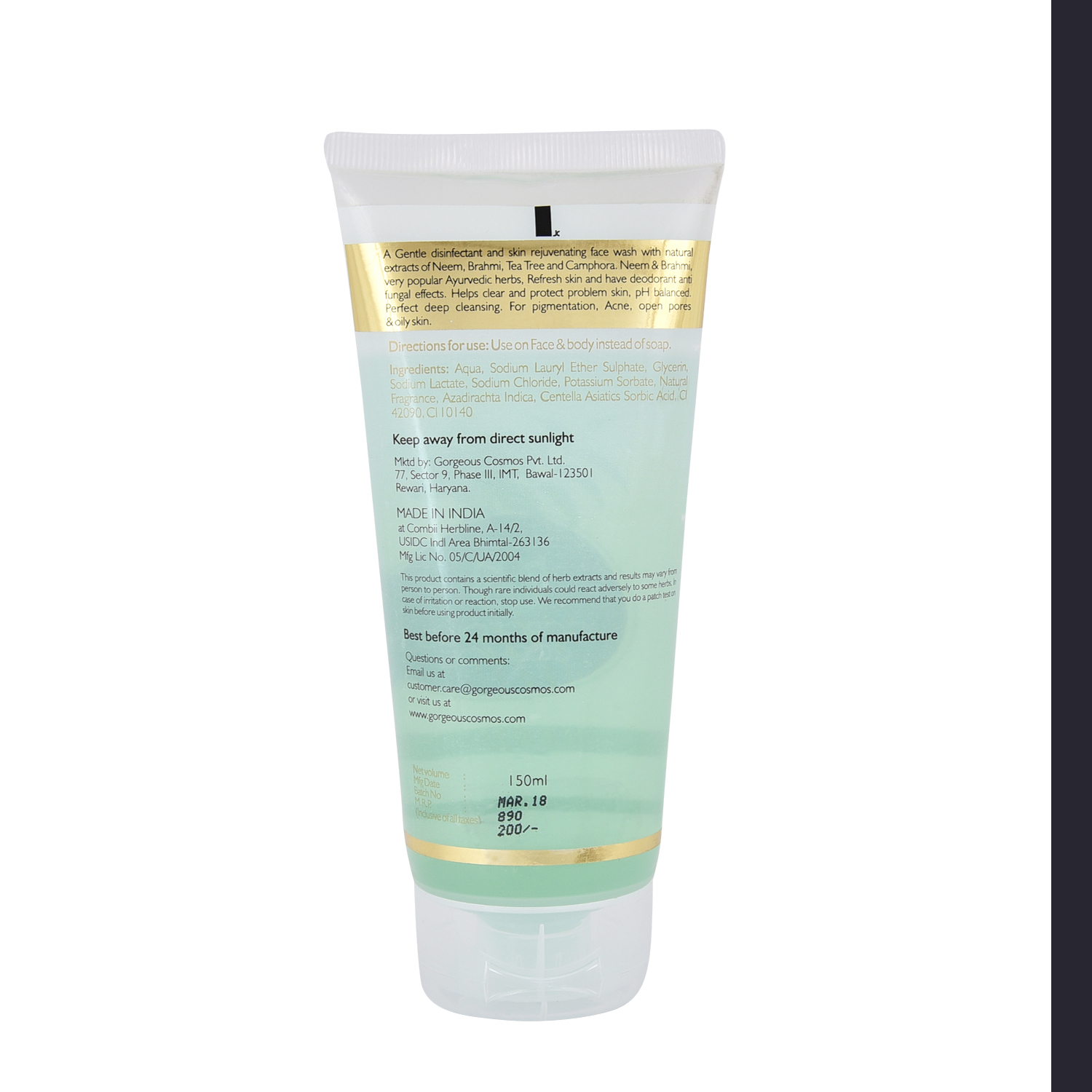 Multiple Color Available Gorgeous Cosmos Neem & Bhrahmi Acne Control Perfect Deep Cleansing
