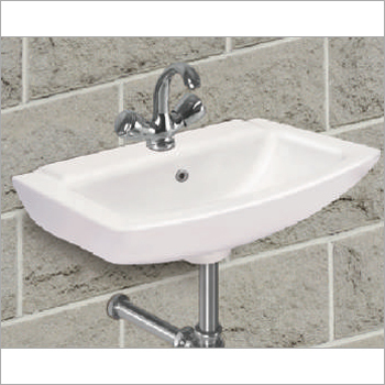 Square Wash Basin - Ceramic, Wall Mounted, Polished Finish | Anti-Scratch, Stain Free, One Piece Structure