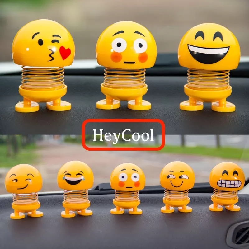 Smiling Face Spring Doll - Plastic, 65x45x45mm | Yellow Cartoon Figure Decoration, Ideal For Weddings And Desktop Gifts