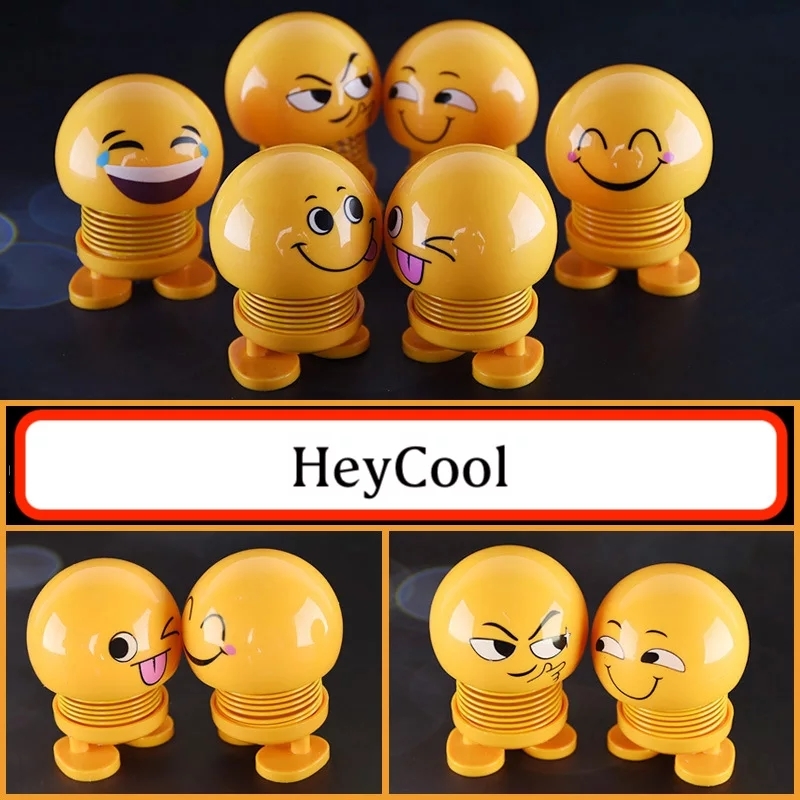 Smiling Face Spring Doll - Plastic, 65x45x45mm | Yellow Cartoon Figure Decoration, Ideal For Weddings And Desktop Gifts