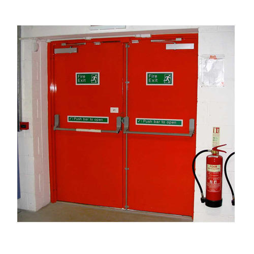 Fire Door - Pressed Cold Rolled Steel, Red | Heavy Duty with Intumescent Strips and Smoke Seals for Enhanced Fire Safety