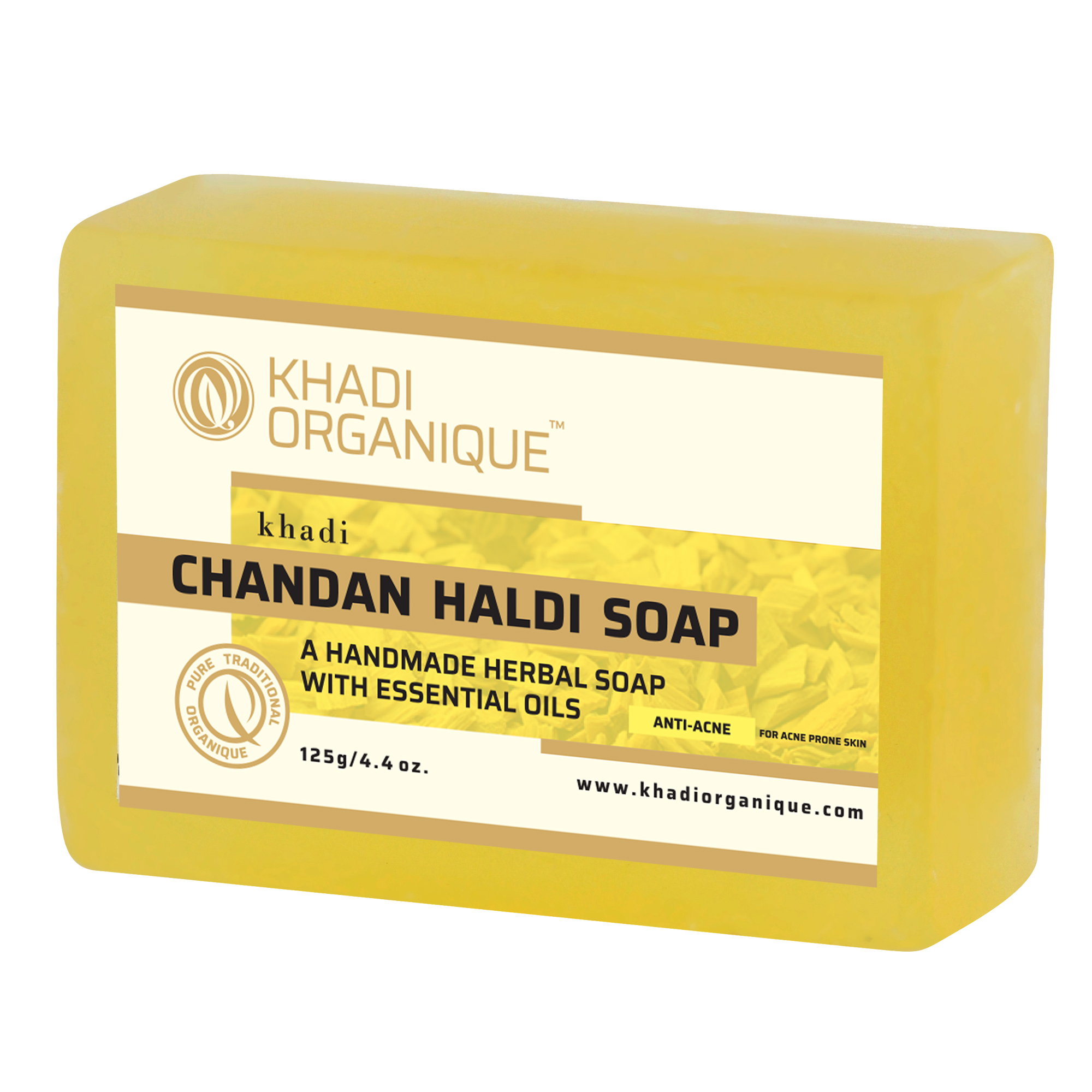 Chandan Haldi Soap - Glycerin-based, 125 Gm | Anti-acne, Hydrating Formula, Natural Glow Enhancer, Long-lasting Fragrance