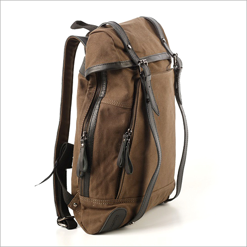 Waxed Cotton Canvas Backpack - 60x42 Cms, Brown | Durable Leather Trim, Adjustable Straps, High Capacity Storage