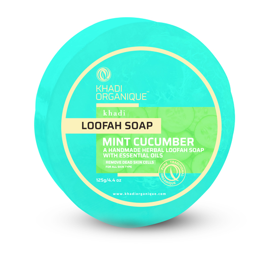 Mint Cucumber Loofah Soap - Handmade Herbal Bar, 125 gm Glycerin Soap | Natural Exfoliation, Skin Purification, Hydration and Moisture Boost