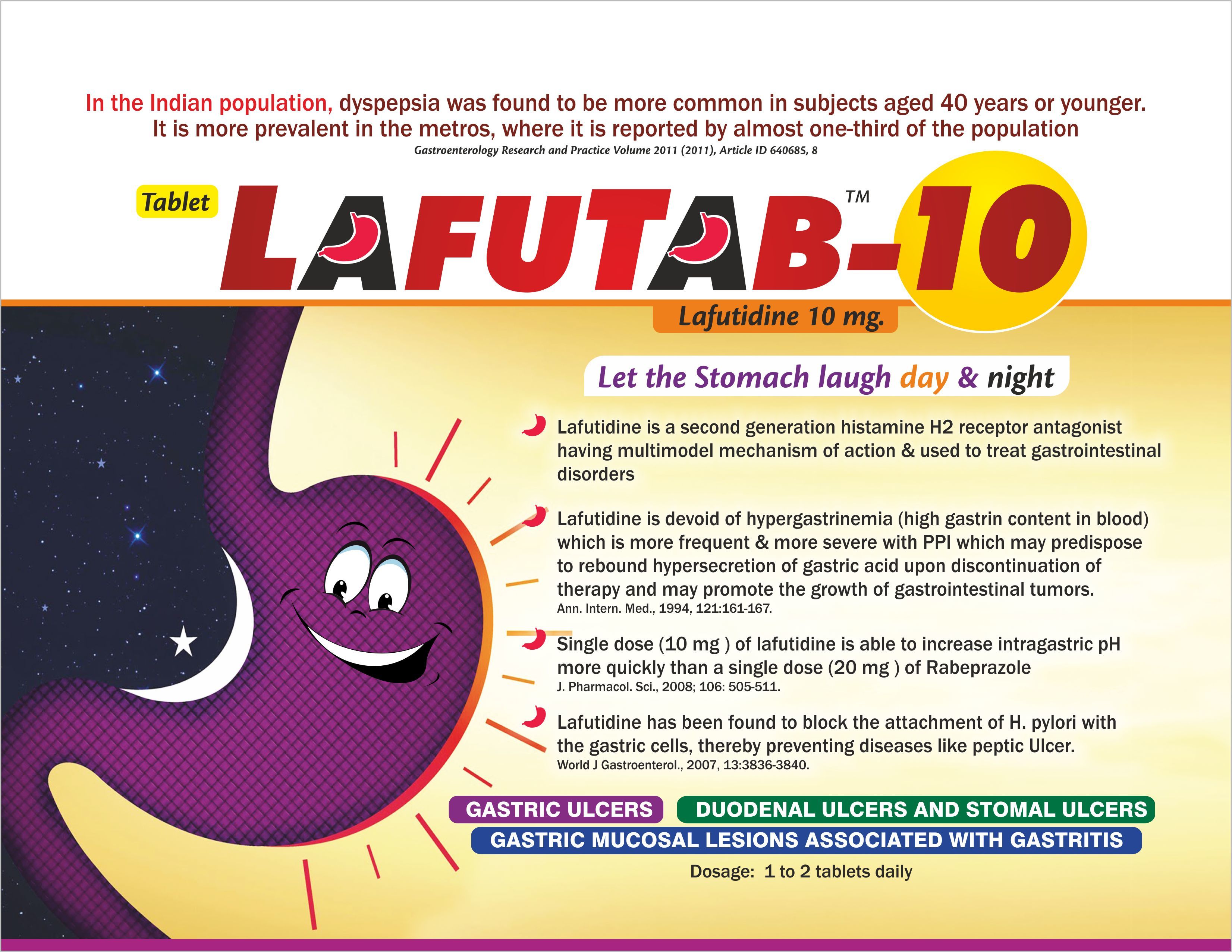 Lafutidine 10 Mg Tablets Recommended For: Gastric-mucosal Lesions