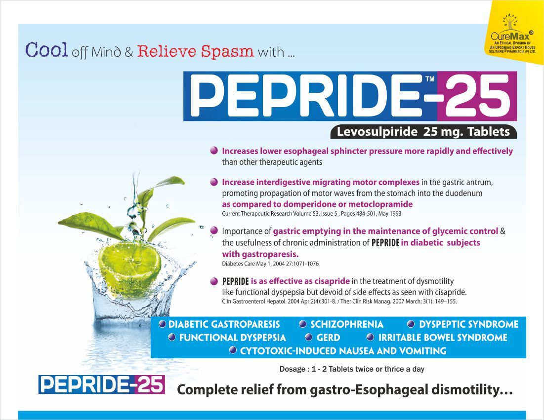 Levosulpiride 25 Mg Tablets Recommended For: Dyspepsia