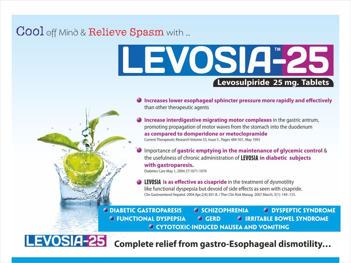 Levosulpiride 25 Mg Tablets Recommended For: Dyspepsia