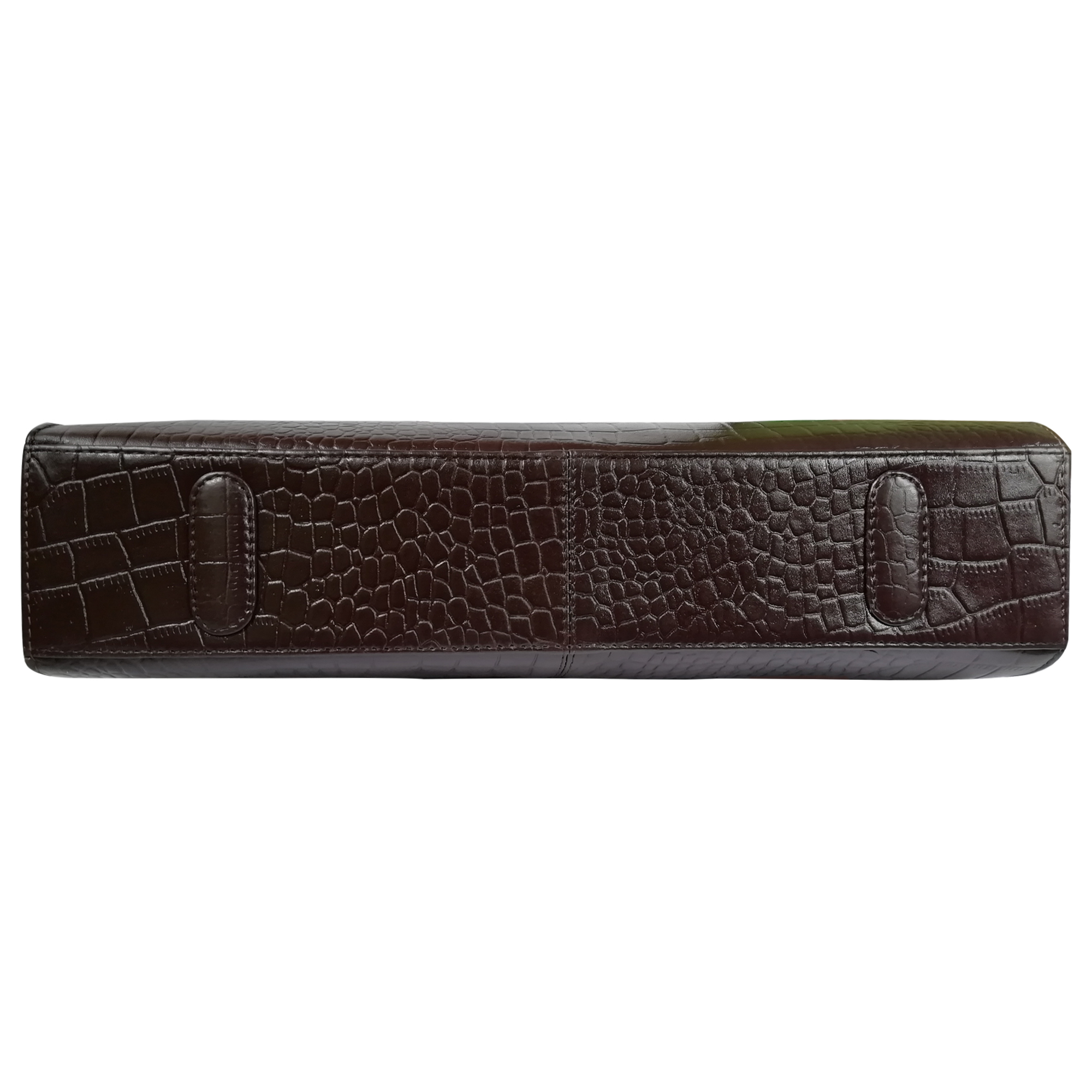 Men''s Genuine Leather Croco Printed Laptop Bag - 17 Inches, Dual Compartment Design, Zipper Closure, Adjustable Cotton Shoulder Strap, Extra Supportive Bottom, Elegant Leather Handle With Protective Tab