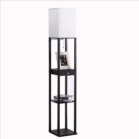 Black Floor Lamp, Floor Lamp With Shelf | Goodly Light-gl-flws004 Dimension(l*w*h): Fabric Shade: 8.5a Dia. X 14.5a H;a C Measures 10.25a W X 10.25a D X 62.75a H Inch (In)