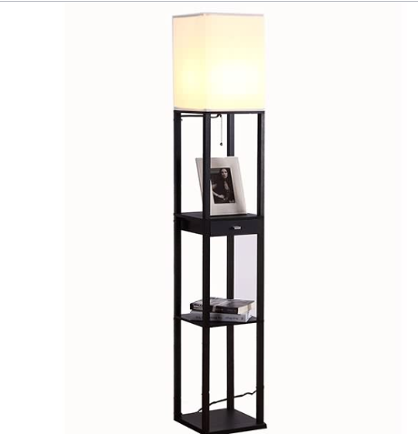 Black Floor Lamp, Floor Lamp With Shelf | Goodly Light-gl-flws004 Dimension(l*w*h): Fabric Shade: 8.5a Dia. X 14.5a H;a C Measures 10.25a W X 10.25a D X 62.75a H Inch (In)