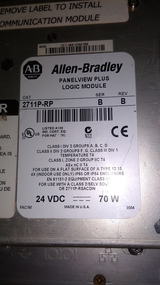 Allen Bradley Hmi 2711p-rp B B