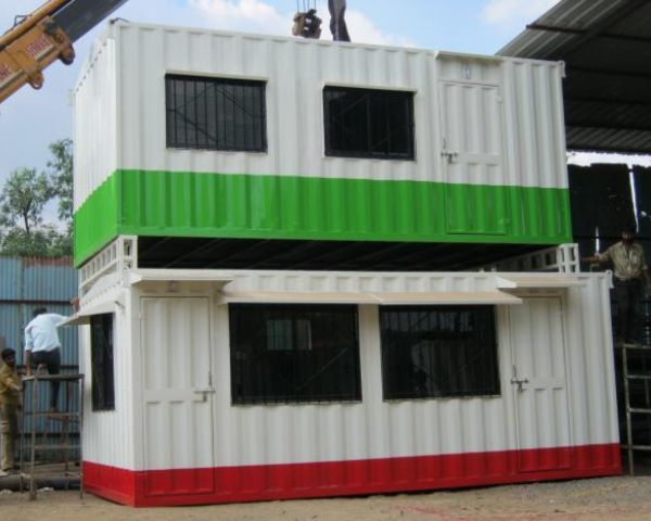 Portable Office Cabin - Ms Sheet Exterior, I Beam Flooring, 2.5mm Square Pipe Roof | Insulated With Glass Wool, Concealed Wiring, Aluminium Composite Panel Finish