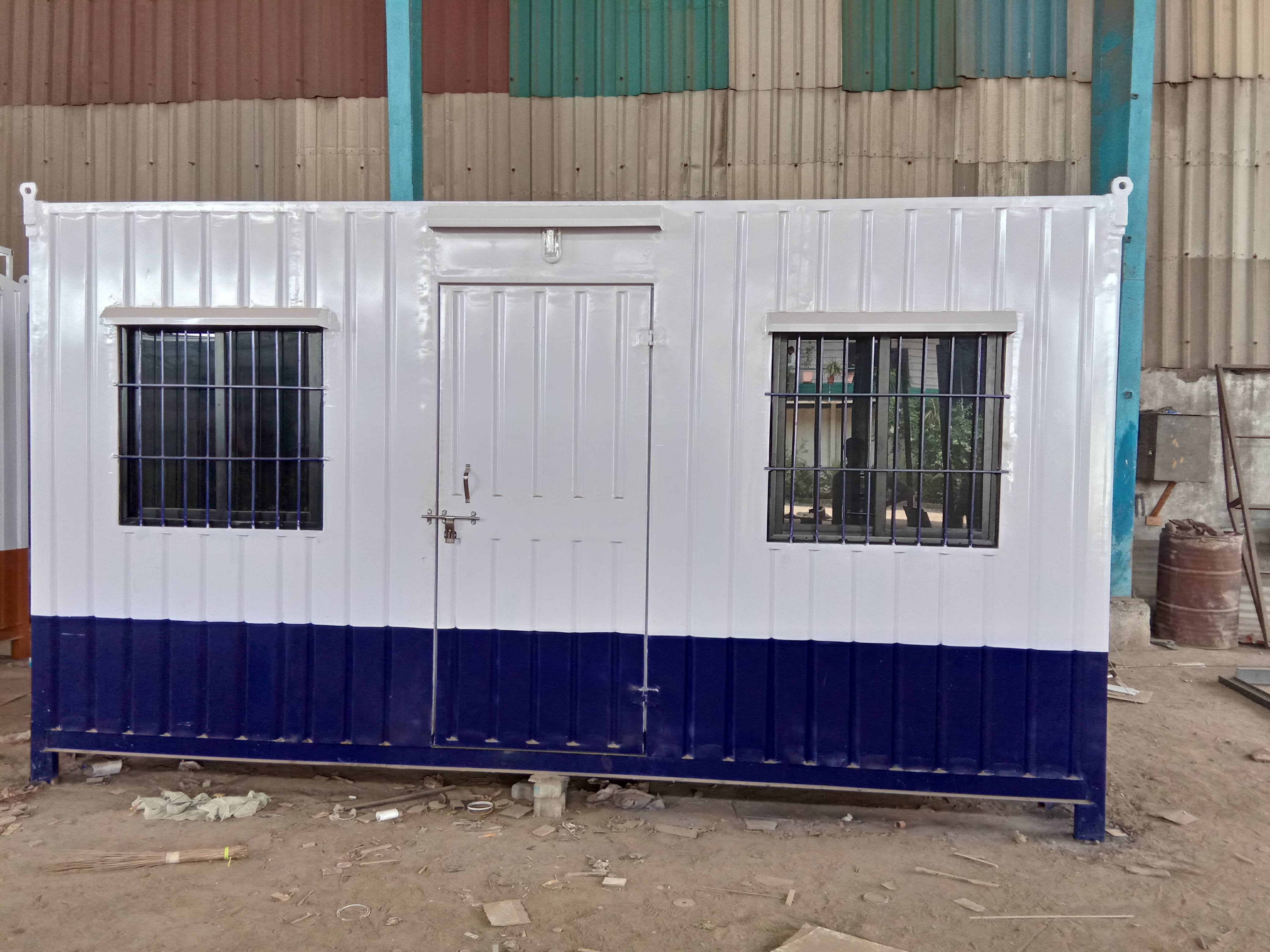 Portable Office Cabin - Ms Sheet Exterior, I Beam Flooring, 2.5mm Square Pipe Roof | Insulated With Glass Wool, Concealed Wiring, Aluminium Composite Panel Finish