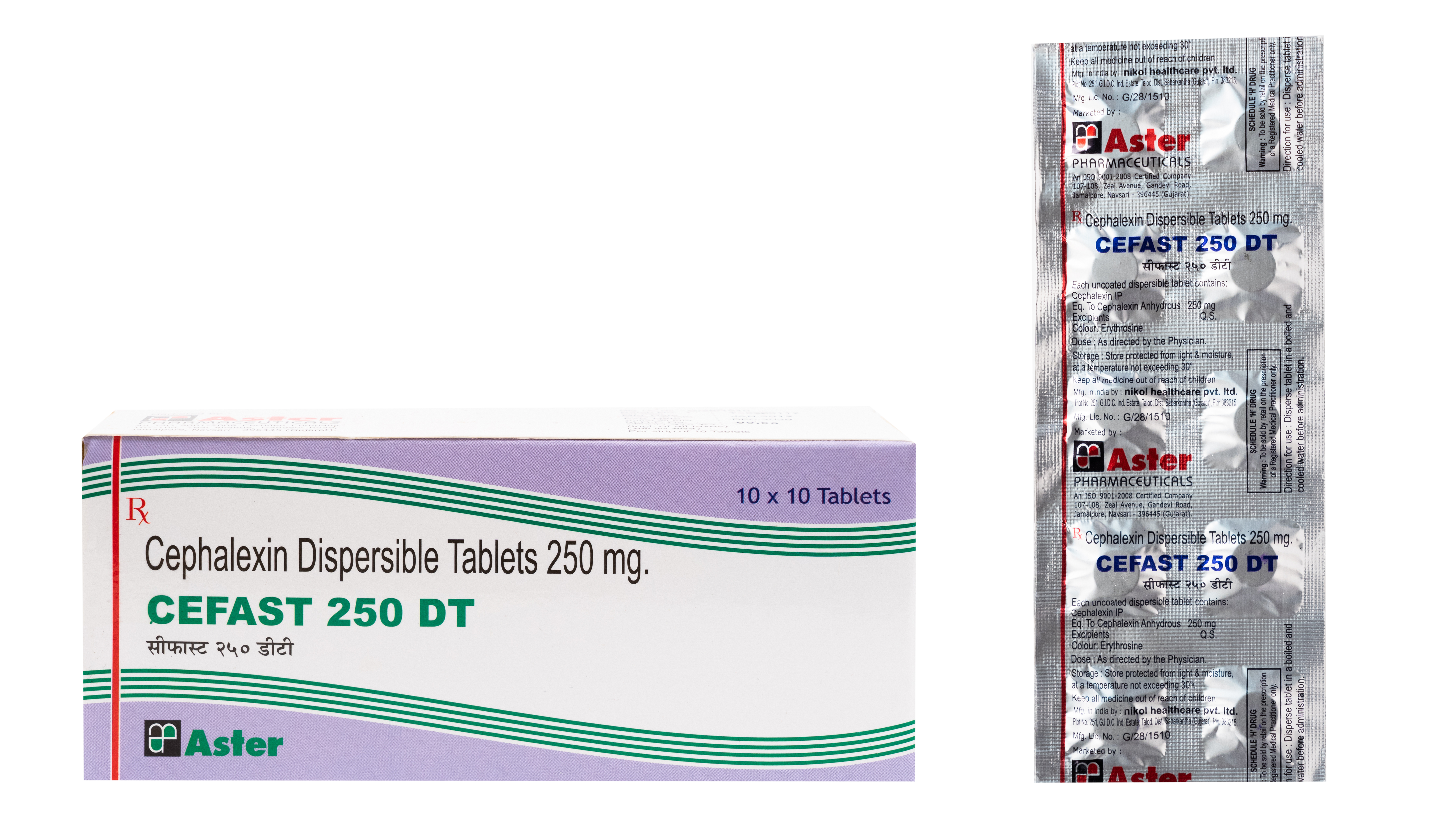 Cefast 250 Dt Tablets - Cephalexine 250mg, Dispersible Form, Antibiotic For Skin Infections, Uti Treatment, Prophylaxis, 10x10 Tabs