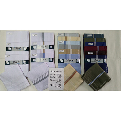 Cotton Handkerchiefs - Polyester Cotton, 19x19 Inches , Multi Color Options with Elegant Borders