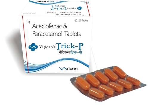 Vaticans Trick-p Tablet - Aceclofenac + Paracetamol Composition, Recommended For Body Pain & Fever Relief