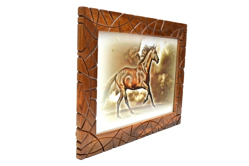 Wall Hanging Photo Frame - Handcrafted Wooden Frame 11x15 Inches, Natural Brown Color | Heirloom Quality, Elegant Design For Home Decor