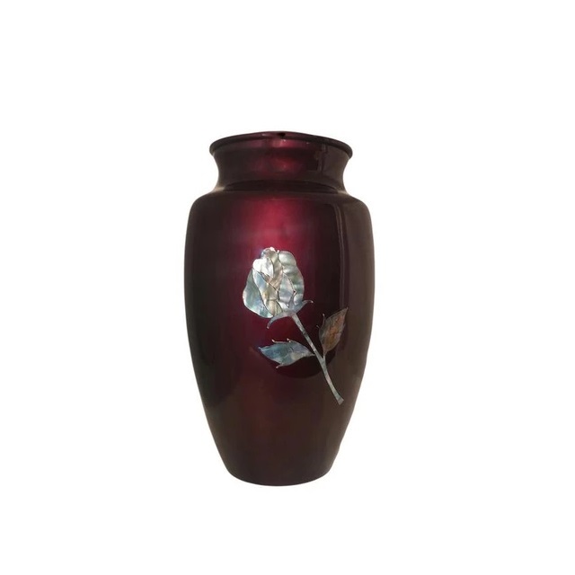 Shiny Red Mother Of Pearl Butterfly Cremation Urn