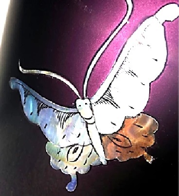 Shiny Red Mother Of Pearl Butterfly Cremation Urn