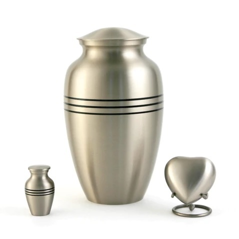 Classic Pewter Cremation Urn - 10.6x6.3 Inches | Quality Brass Metal, Religious Style, Silver Finish, Stunning Design