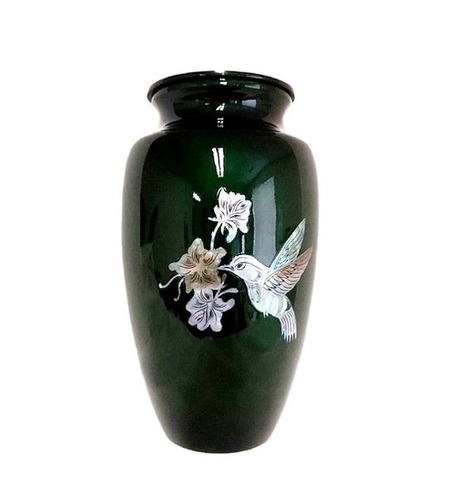 ग्रीन मदर ऑफ़ पर्ल पर हमिंगबर्ड पेंटिंग