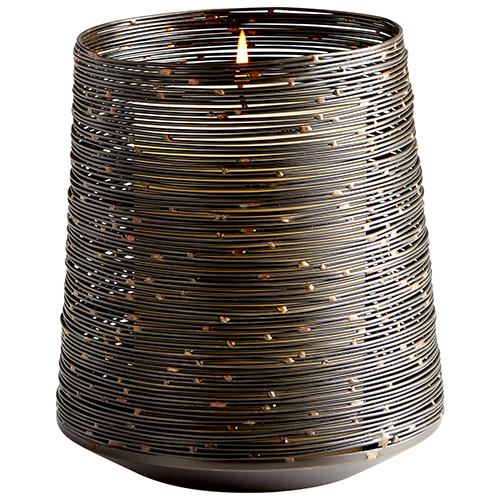 Ecliptic Small Votive - Hand Built Round 5.25 Inch Brown, Wavy Post Design Shade