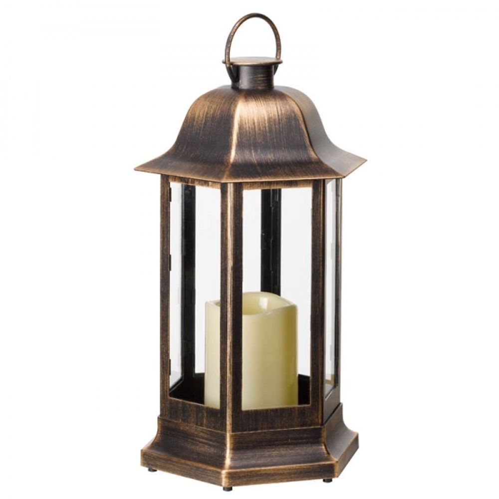 Antique Iron Candle Lantern 4 Sided