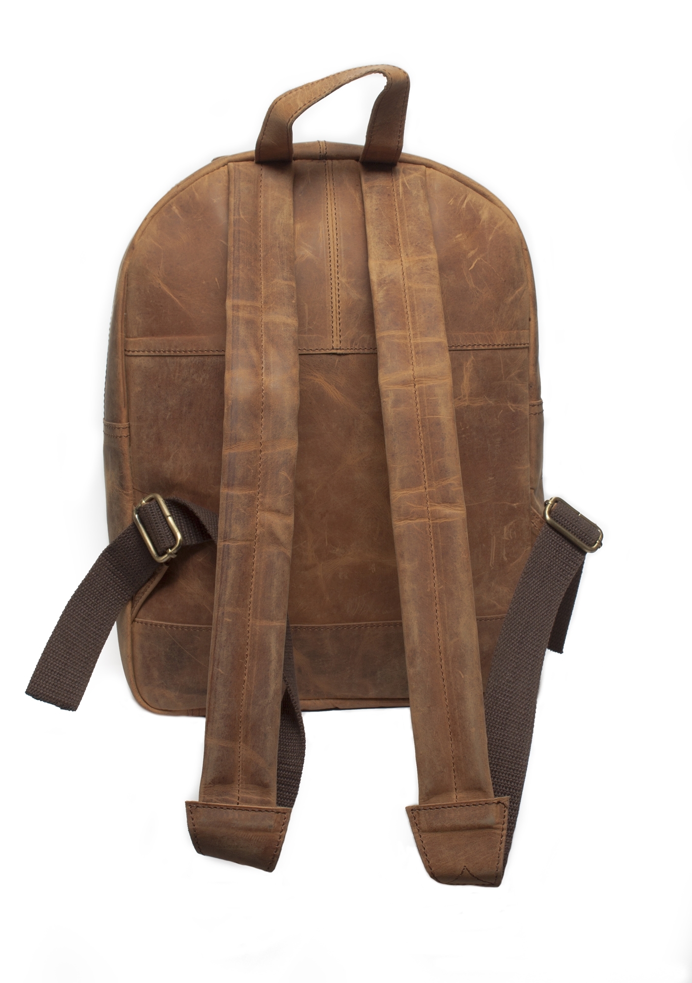 Buffalo Leather Backpack - 10x3x13 Inches, Brown Unisex Bag With Zipper Closure And Canvas Lining, Perfect For Laptops And Outdoor Activities