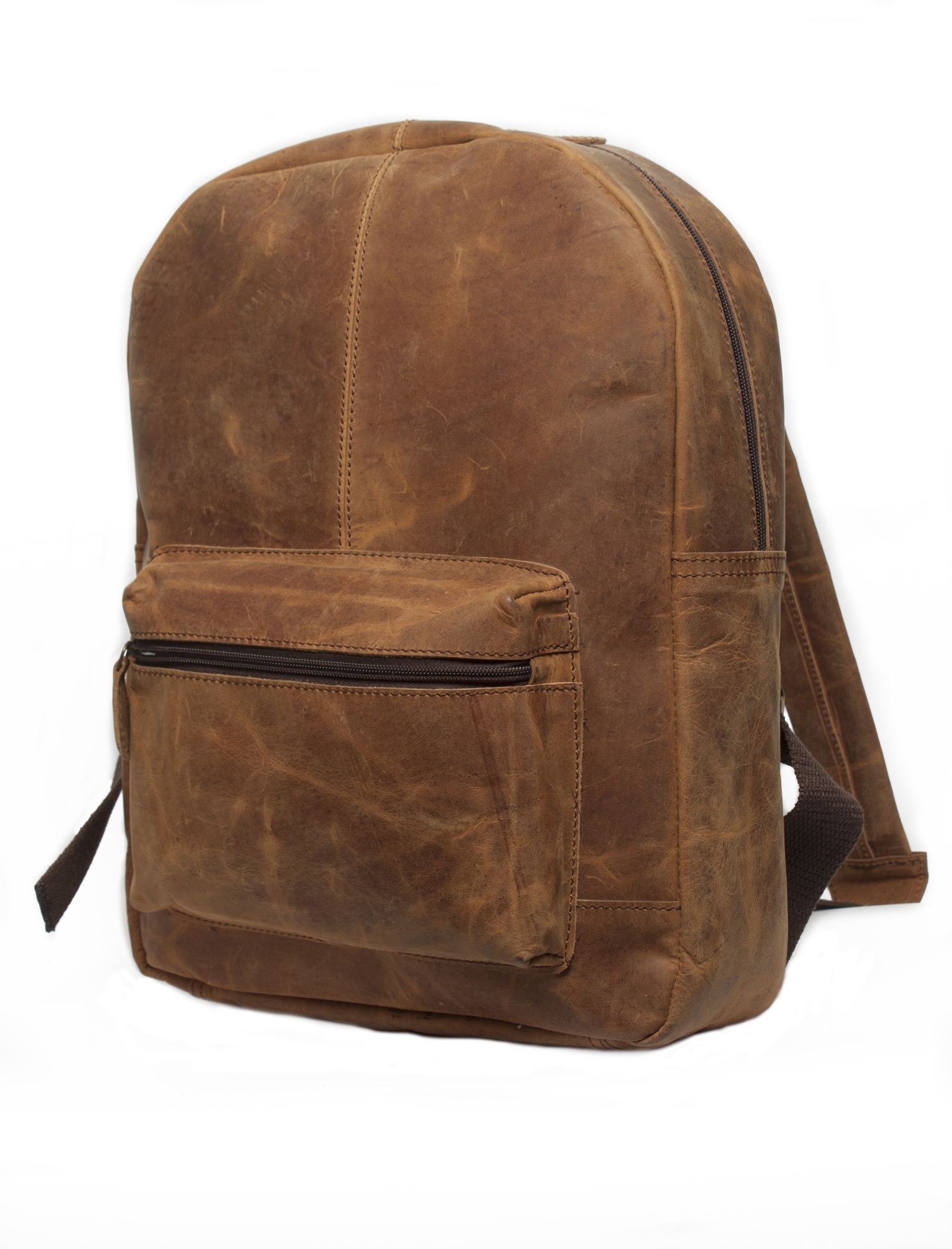 Buffalo Leather Backpack - 10x3x13 Inches, Brown Unisex Bag With Zipper Closure And Canvas Lining, Perfect For Laptops And Outdoor Activities