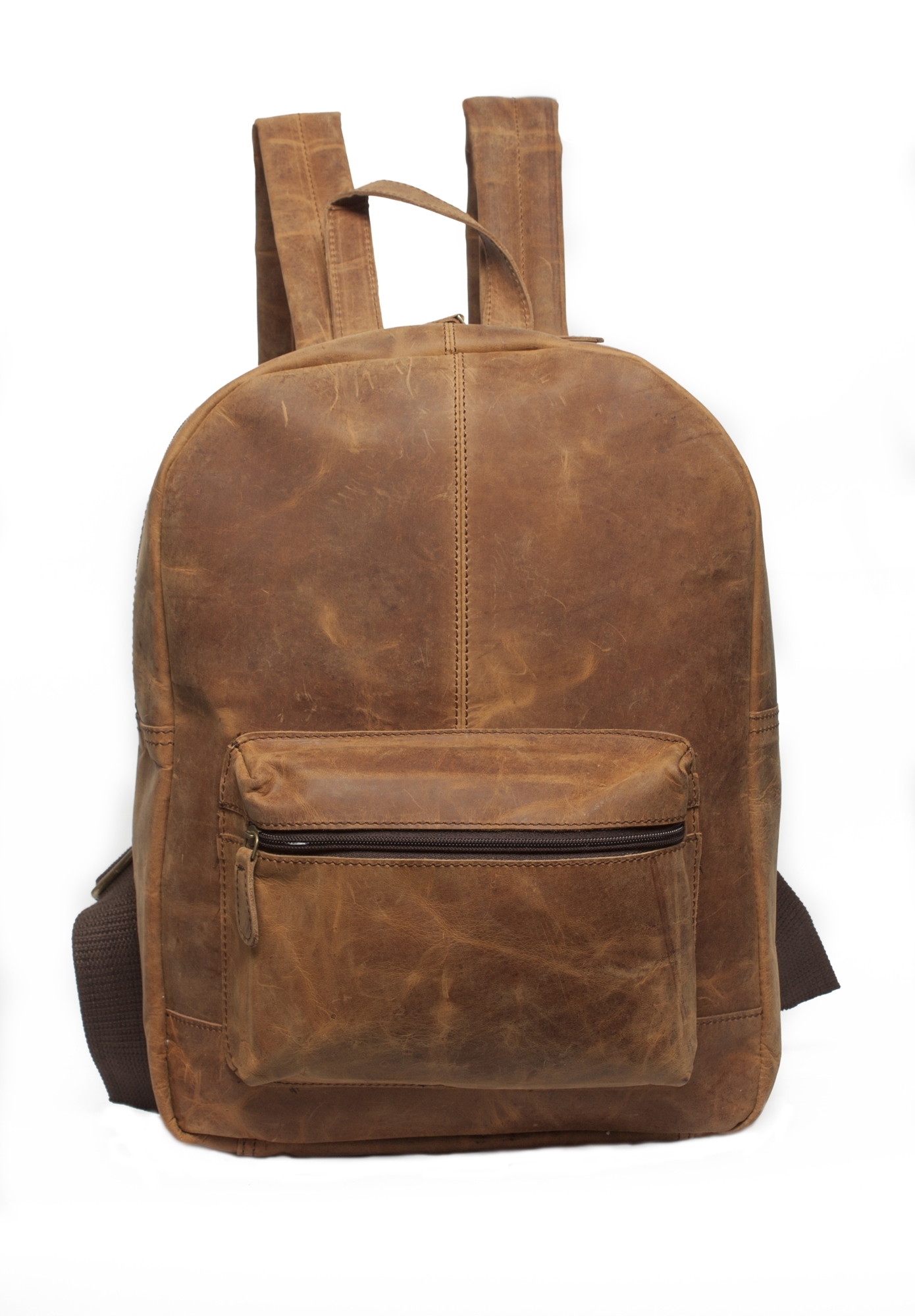 Buffalo Leather Backpack - 10x3x13 Inches, Brown Unisex Bag With Zipper Closure And Canvas Lining, Perfect For Laptops And Outdoor Activities