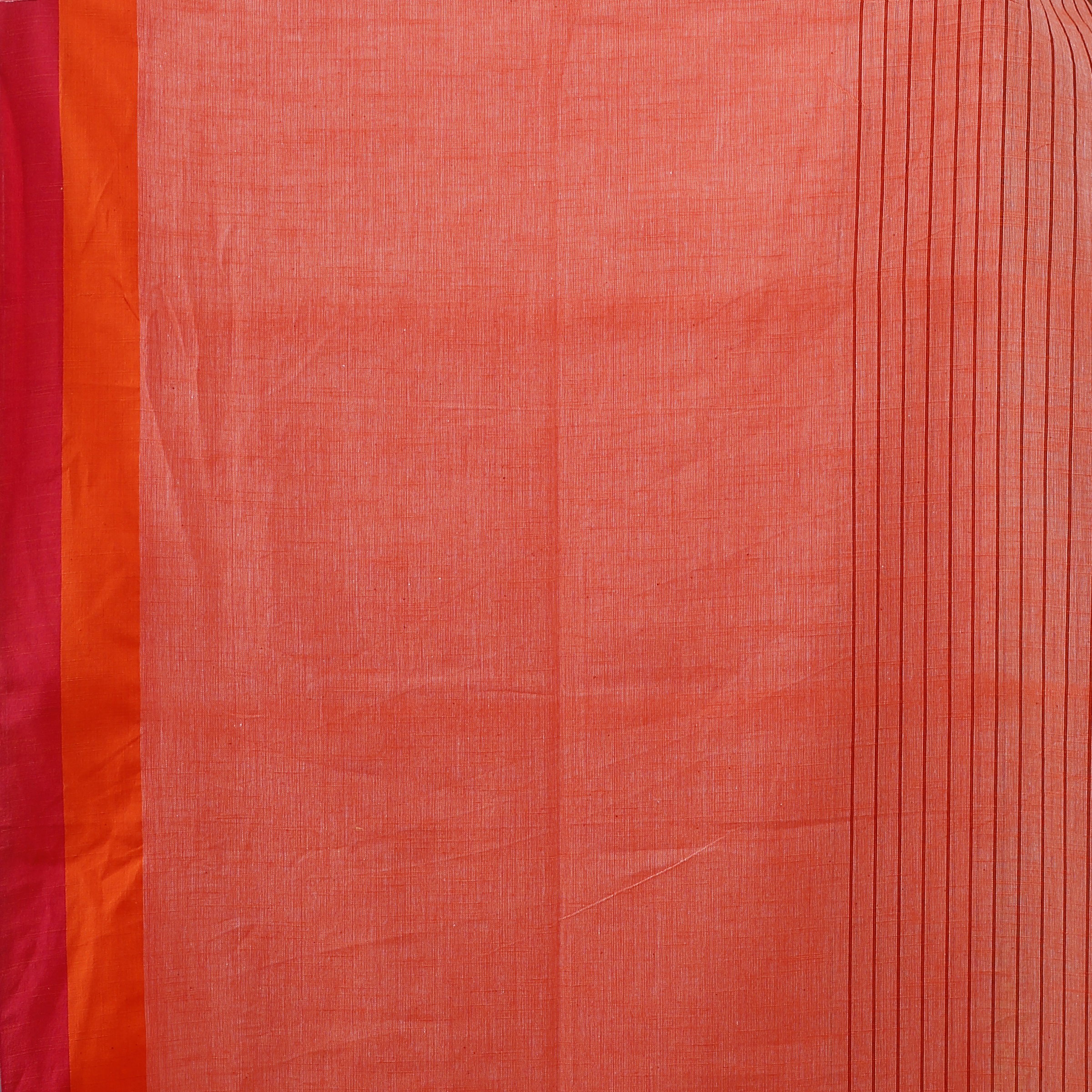 Handwoven White With Orange And Red Contrast Border Hand Woven Cotton Saree
