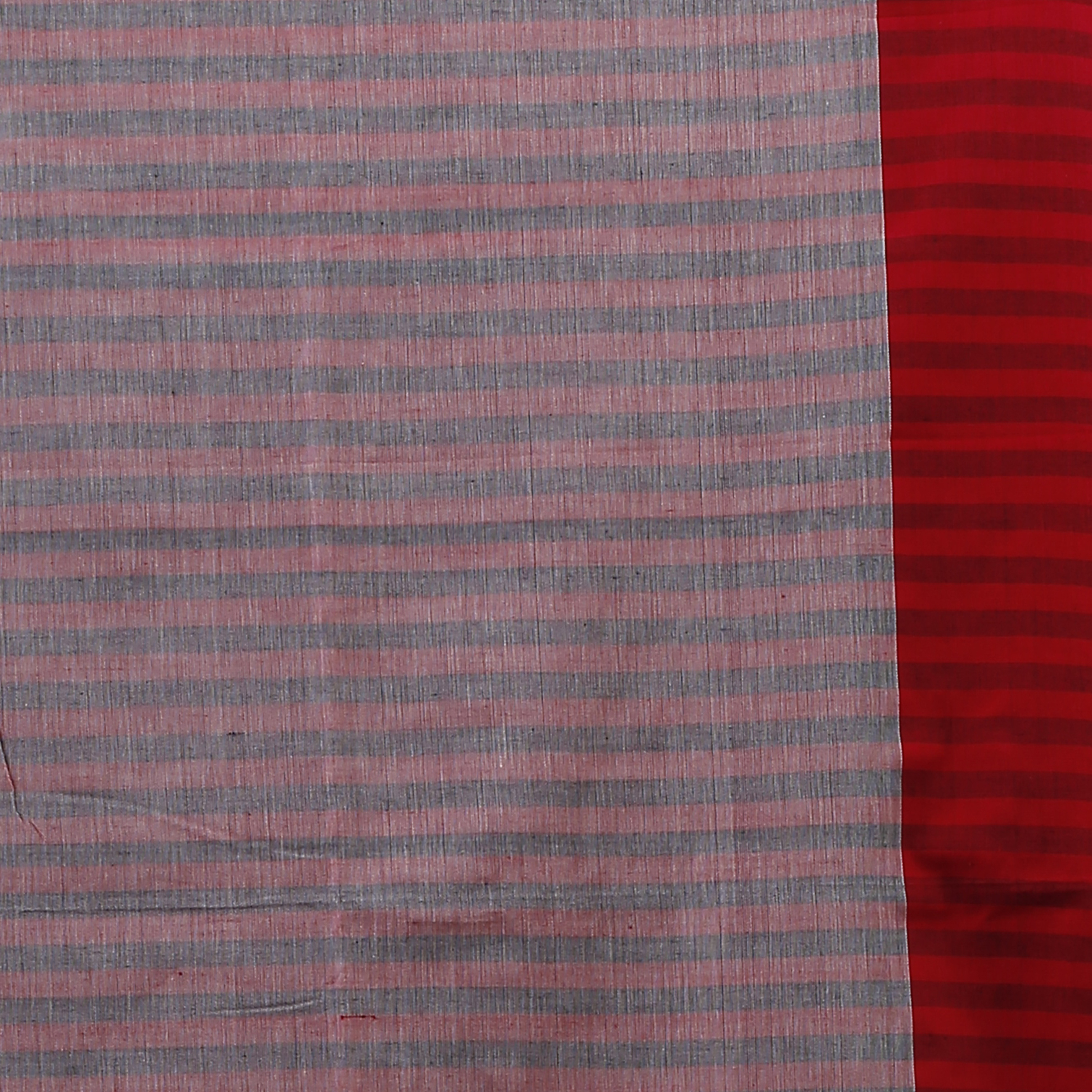 Hand Woven Cotton Saree - Grey Body With Red Border, Includes Running Blouse Piece, All Season Wear
