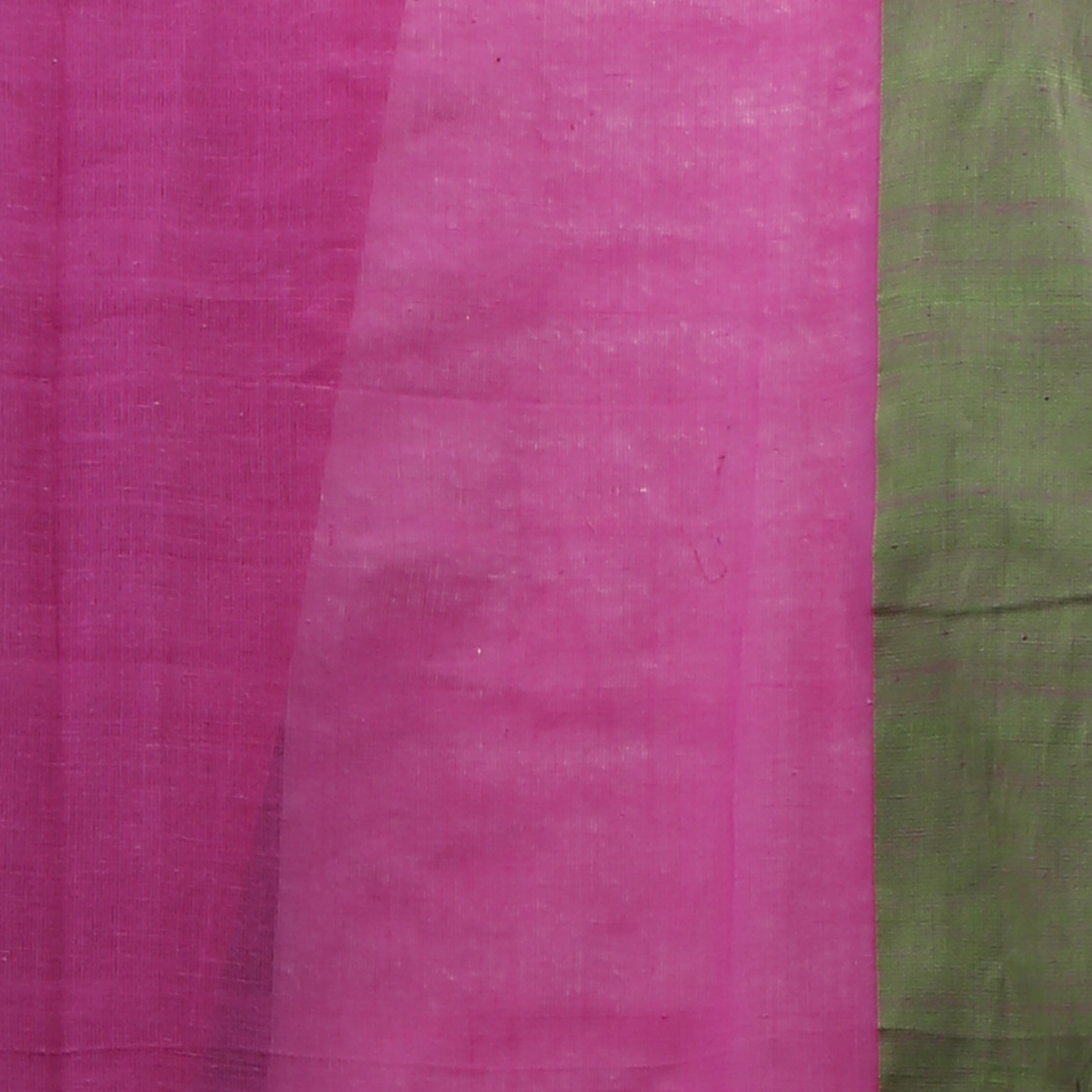 Cotton Pink And Green Color Bengal Hand Woven Saree With Plain Border