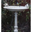 Iron Bird Bath Antique Cream Finish