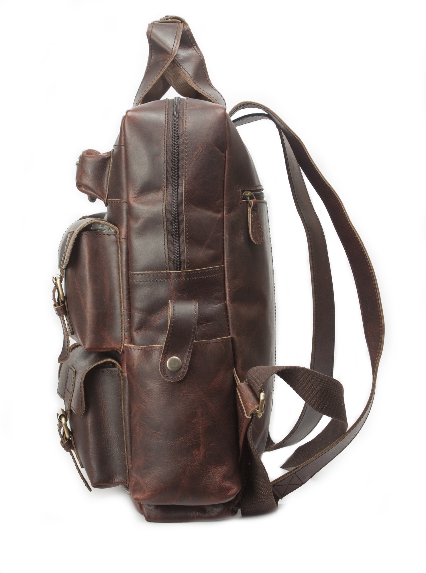 Retro Buffalo Leather Laptop Rucksack - 12 X 4 X 18 Inches | Waterproof, Vintage Style, Unisex Design, Fits Up To 17-inch Laptop, Handcrafted By Artisans