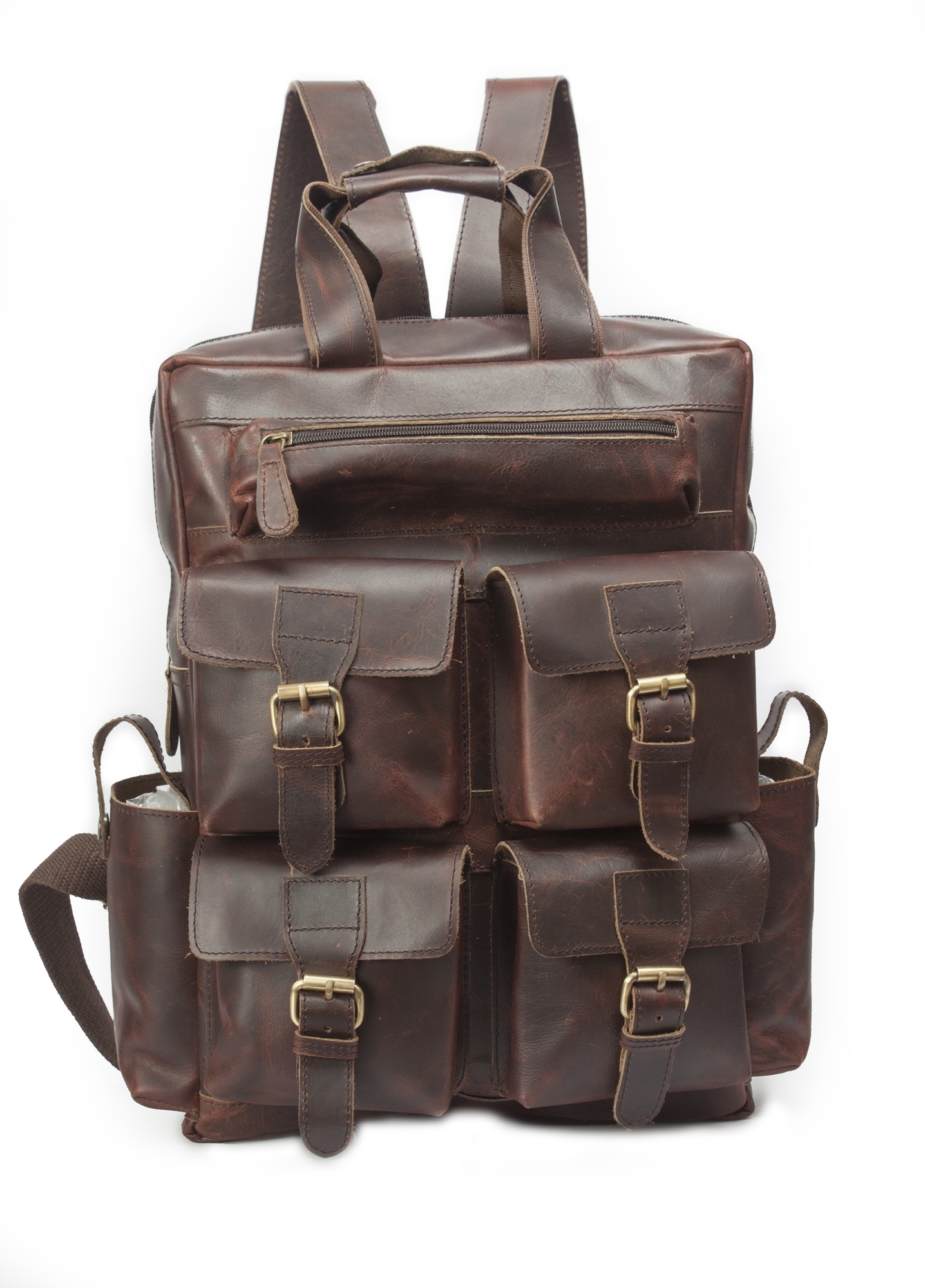 Retro Buffalo Leather Laptop Rucksack - 12 X 4 X 18 Inches | Waterproof, Vintage Style, Unisex Design, Fits Up To 17-inch Laptop, Handcrafted By Artisans