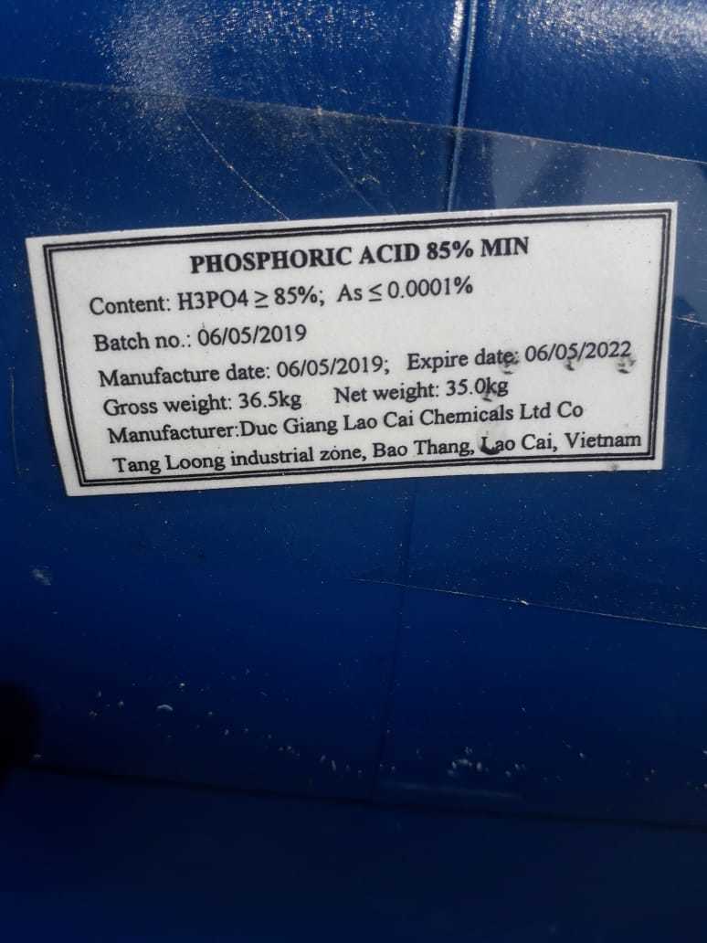Phosphoric Acid - 85.07% Purity, Transparent Or Light Pink Or Light Blue Liquid For Water Treatment And Wastewater Treatment Applications