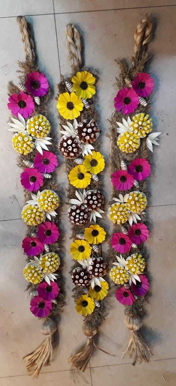 Decorative Toran - Handmade Sola Flowers & Dried Herbs | Red & Golden Color, Customized Floral Design, Weight 200-1500 Grams