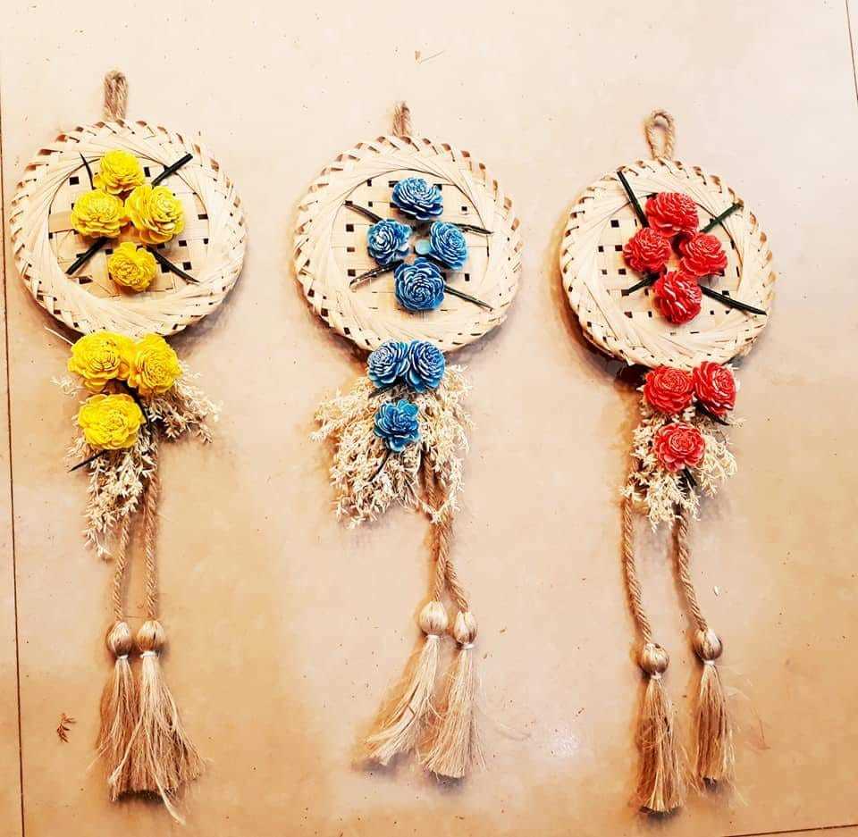 Decorative Toran - Handmade Sola Flowers & Dried Herbs | Red & Golden Color, Customized Floral Design, Weight 200-1500 Grams