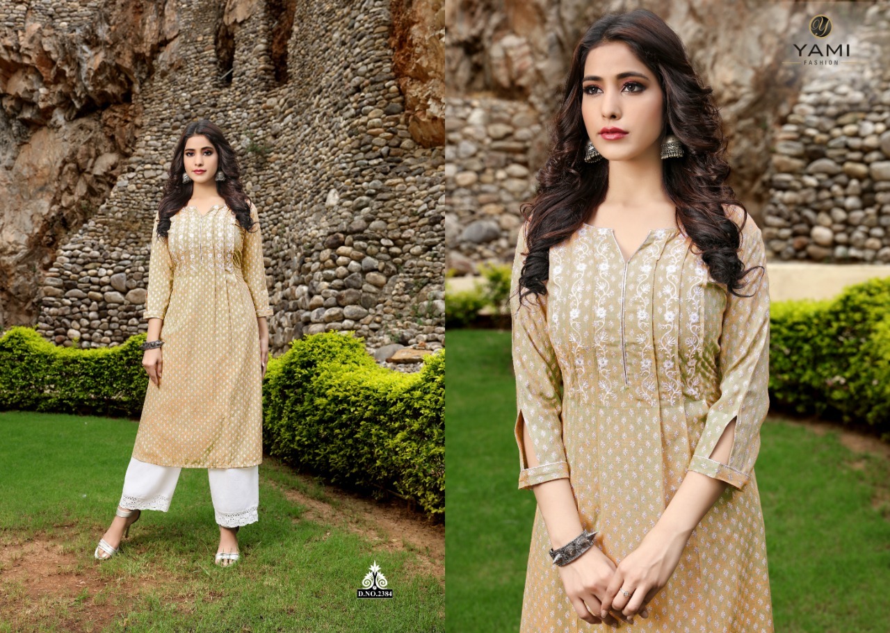 Bunaaipce - Rayon Two Tone Slub Base Kurti With Jari Print & Embroidery | Sizes M-38, L-40, Xl-42, Xxl-44, Breathable Fabric, 3-4th Sleeve Style, Casual & Ethnic Wear