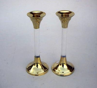 Brass Candle Holder Set - 3 Piece With Varying Heights, Golden Finish And Ridged Accents For Elegant Home Decoration