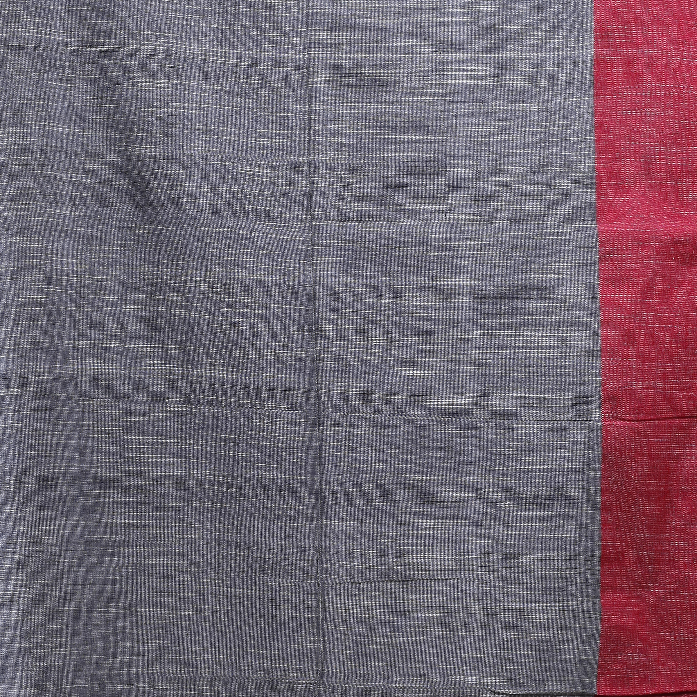 Handwoven Bengal Handloom Grey And Red Hand Woven Pure Cotton Saree
