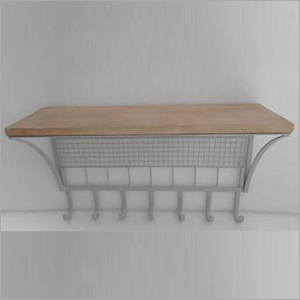 ब्राउन वॉल माउंटेड वुडन शेल्फ