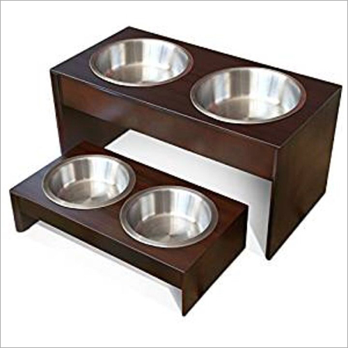 पॉलिश वुडन डबल डाइनर पेट फीडर