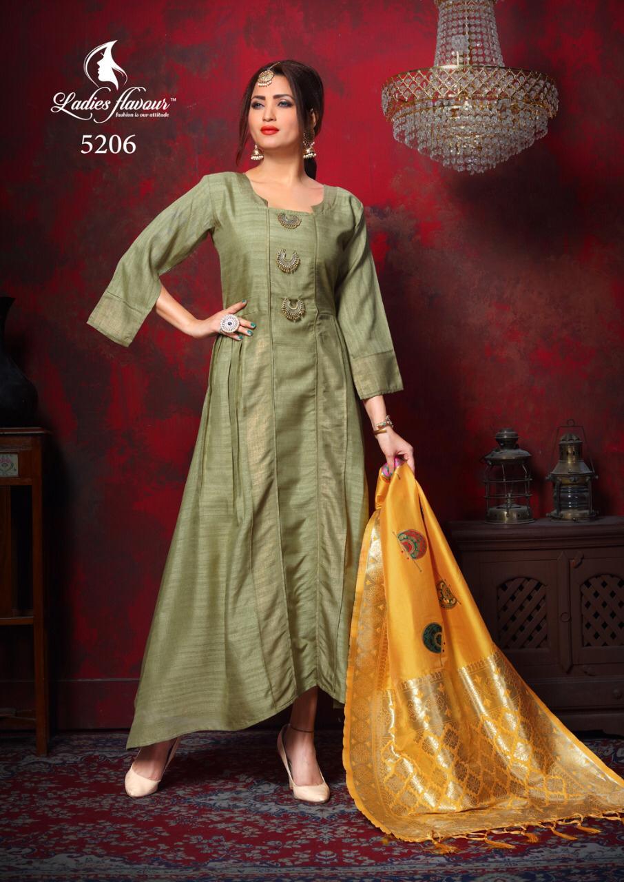 Indian Silk Gown With Jacquard Dupatta