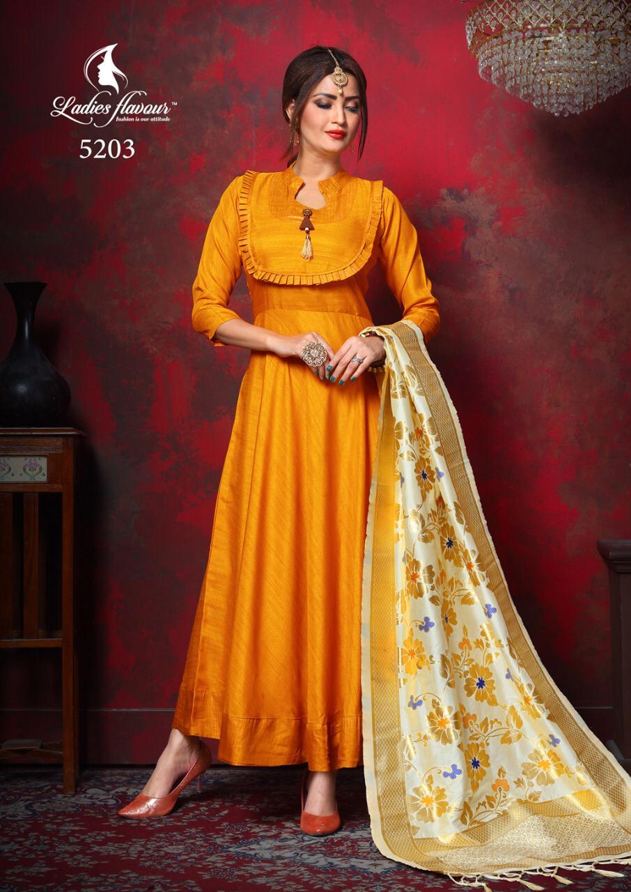 Indian Silk Gown With Jacquard Dupatta