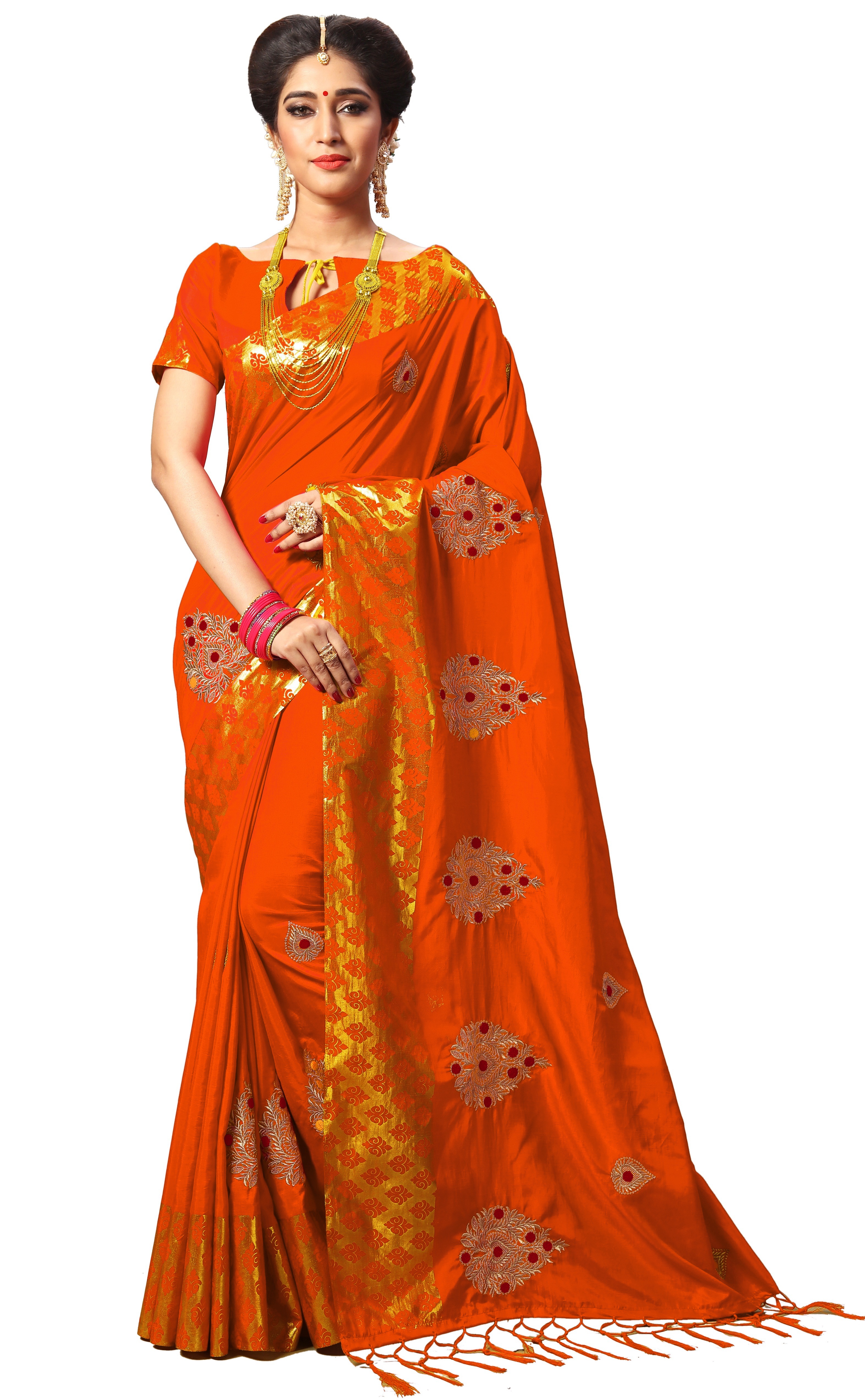 Red Traditional Embroidered Ethnic Wear Silk Saree Collection