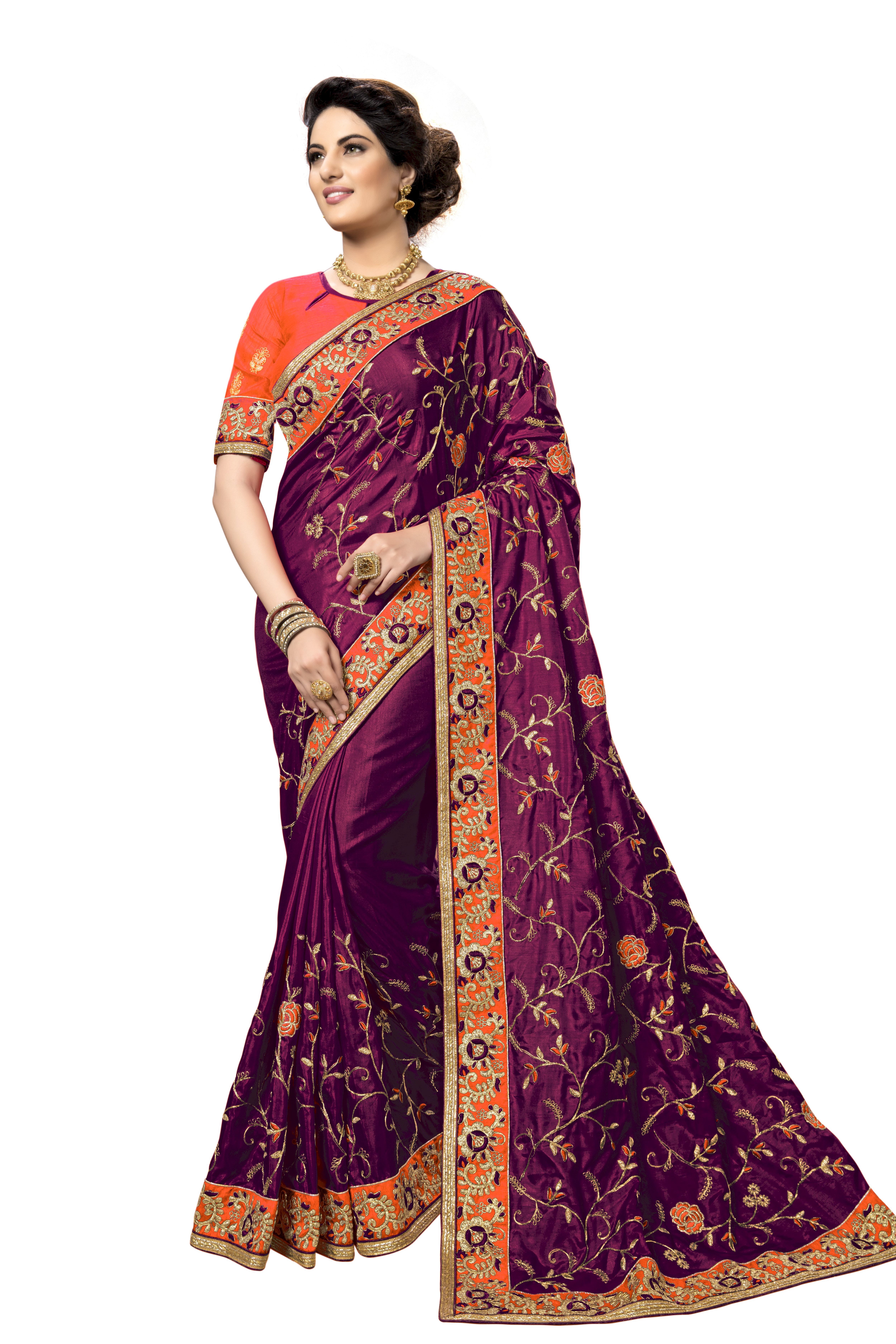 Blue Heavy Embroidered Silk Saree Collection