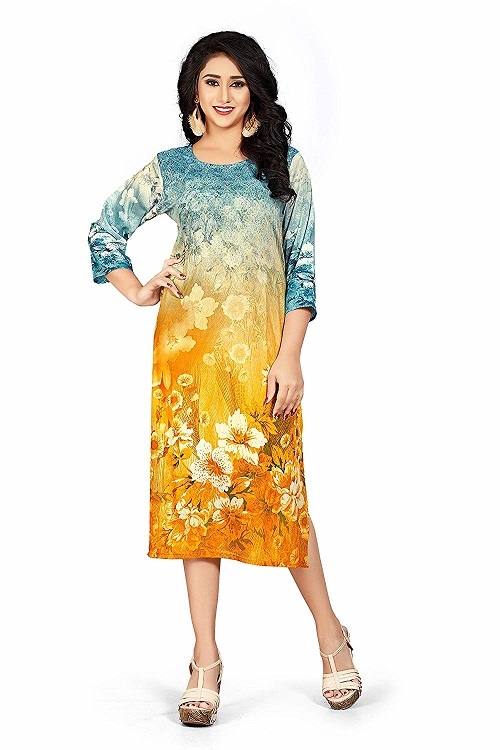 5 Digital Print Kurti Musterd Color