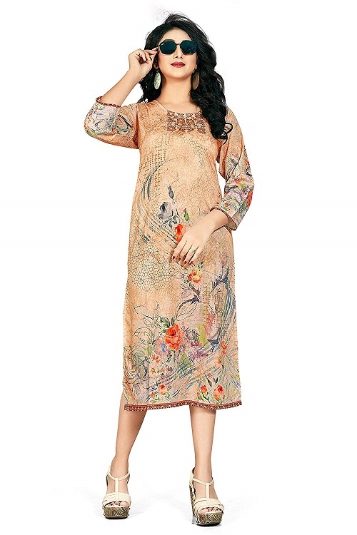 5 Digital Print Kurti Musterd Color